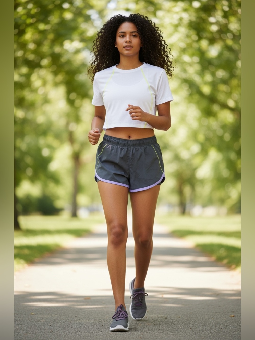 Lululemon athletica Gray Athletic Shorts with Purple Trim